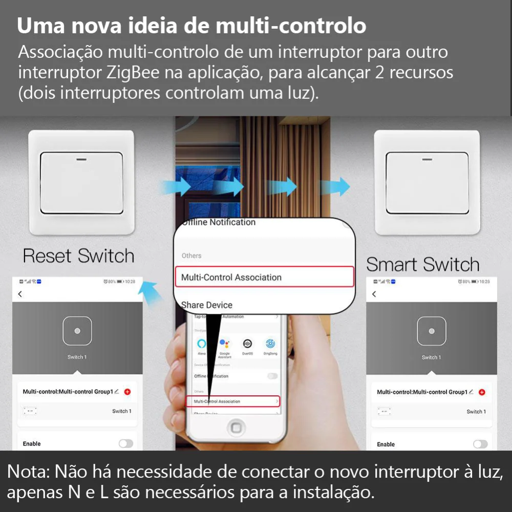 Módulo 1 canal sem necessidade de Neutro Zigbee