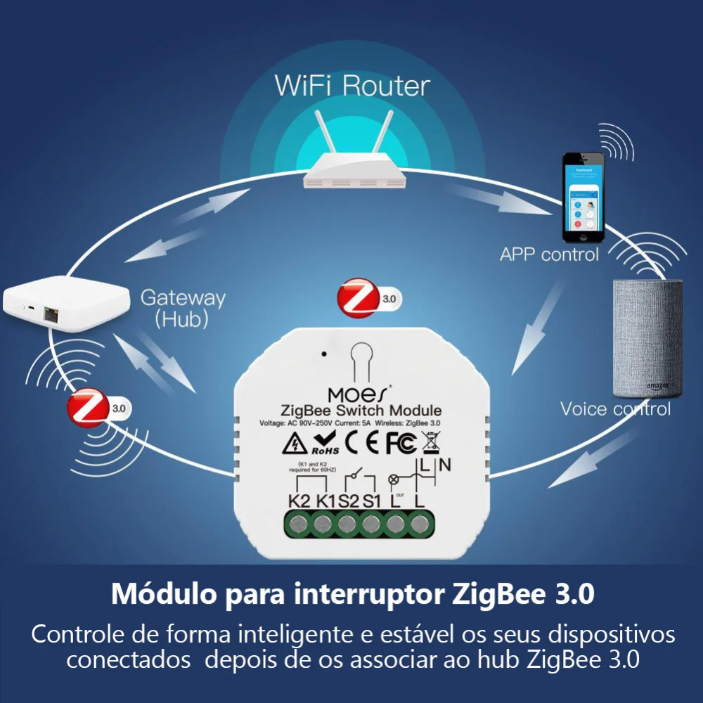 Módulo 1 canal sem necessidade de Neutro Zigbee