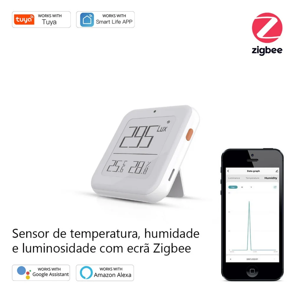 Sensor de temperatura, humidade e luz com ecrã
