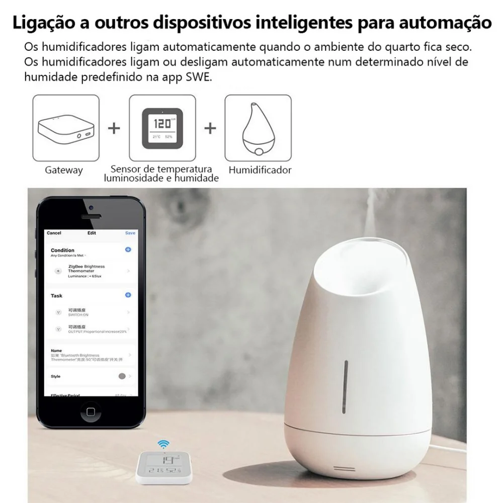Sensor de temperatura, humidade e luz com ecrã