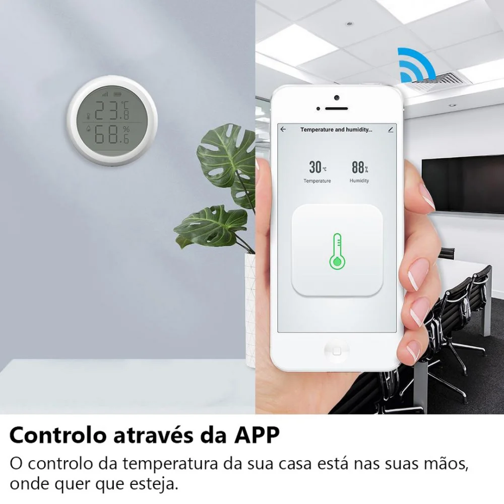 Sensor de Temperatura Y Humedad Con Pantalla Zigb.