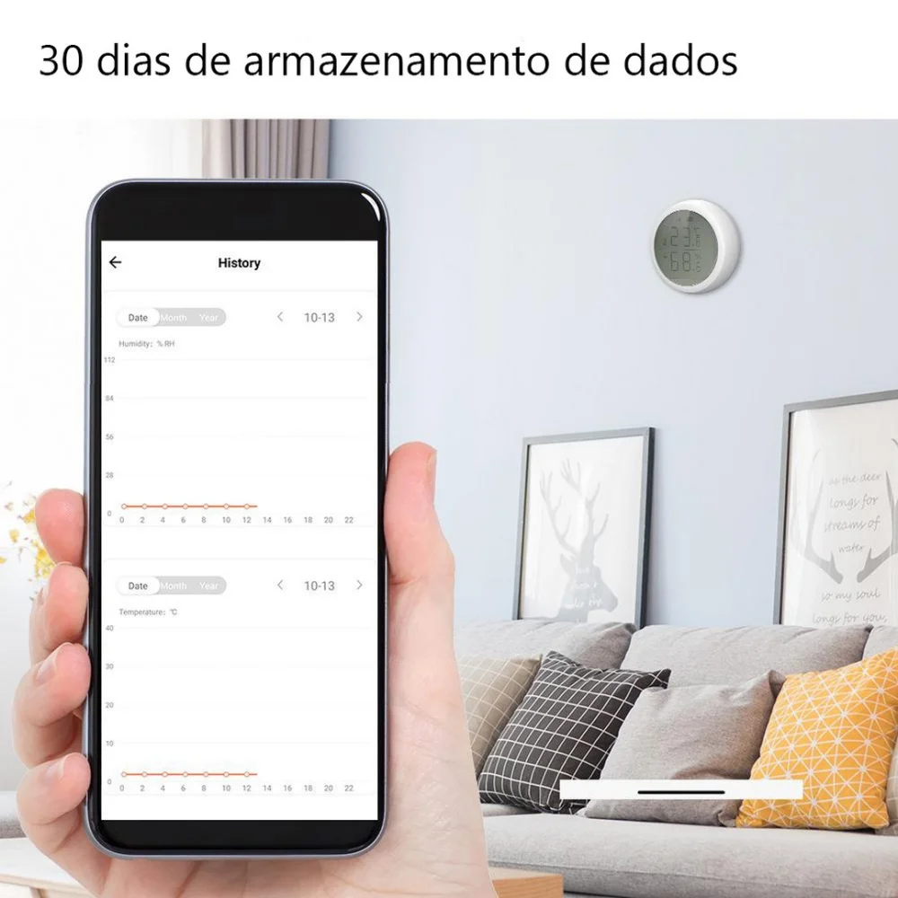 Sensor de Temperatura Y Humedad Con Pantalla Zigb.