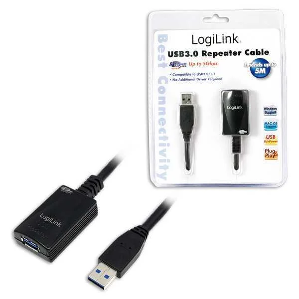 Logilink Ua0127 Cabo Extensao Activo Usb 3.0 Tipo a M para Tipo a F Preto 5m