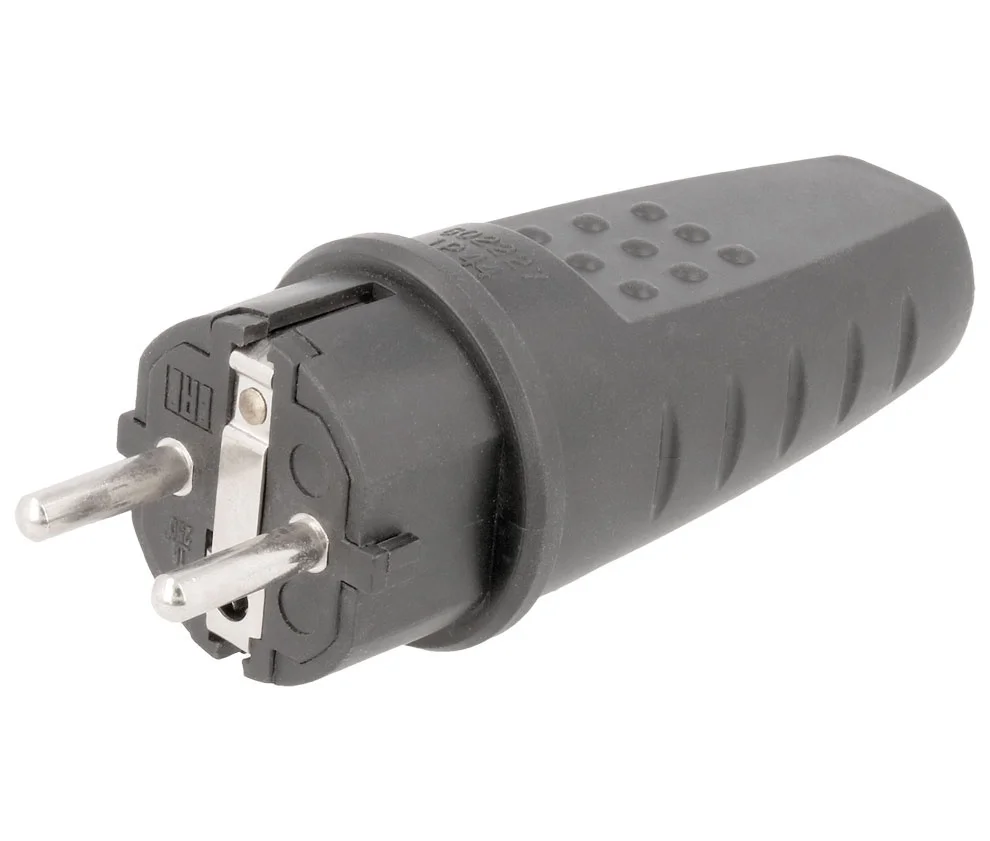 Enchufe de Red Macho Schuko Exterior Ip44, Negro