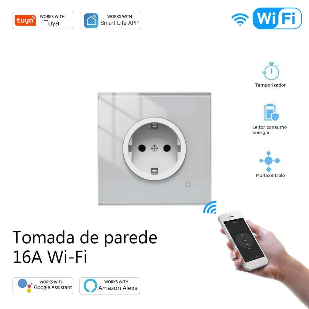 Tomada de Parede WiFi TUYA 16A