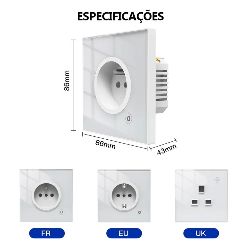 Tomada de Parede WiFi TUYA 16A