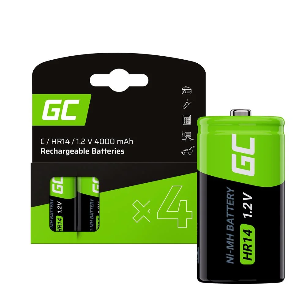 Green Cell Batteries 4x C R14 Hr14 Ni-Mh 1.2v 400.