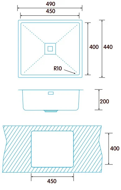 Lava Loiça Makalu Be 45x40 1c R-10 Inox - Edesa