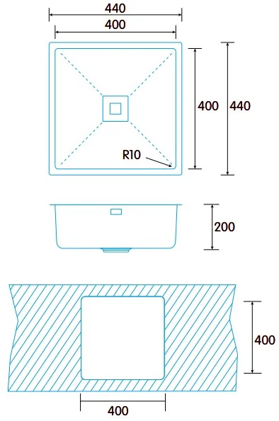 Lava Loiça Makalu Be 40x40 1c R-10 Inox - Edesa