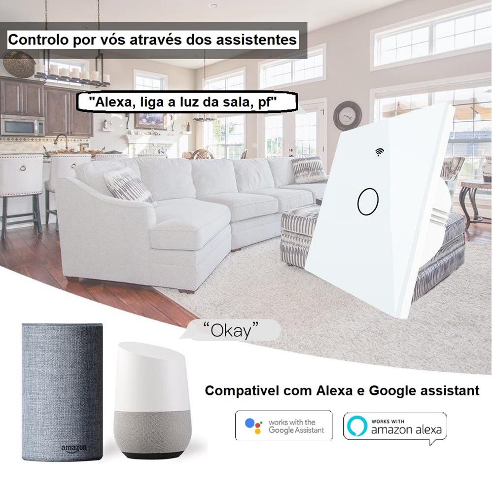 Switch Wifi Rf433 Pared Tactil Cristal 1 C