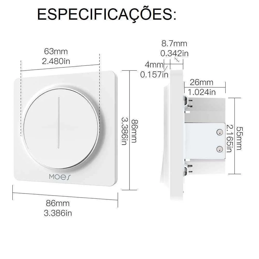 Interruptor tátil dimmer Zigbee