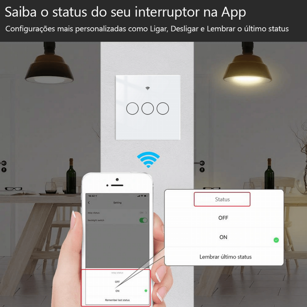 Interruptor de Luz 2 Gang Zigbee Touch de Parede Z