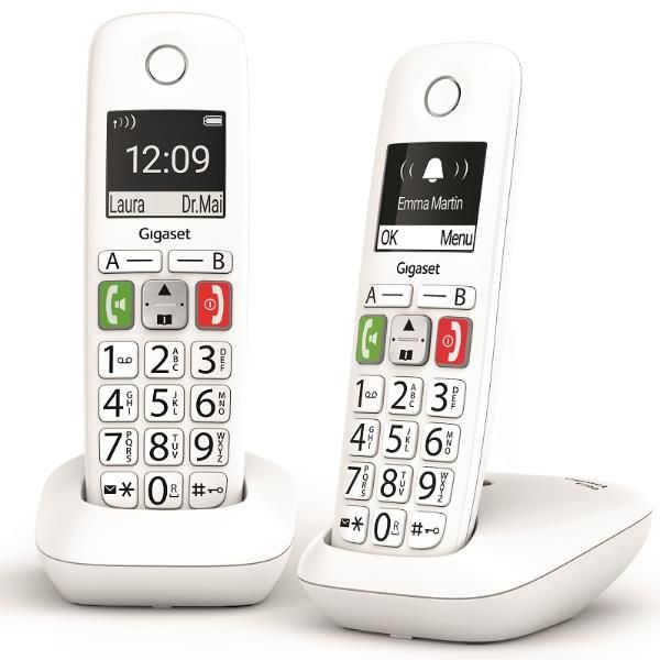 Telefono Gigaset E290 Duo Inalambrico Blanco Teclas Grandes