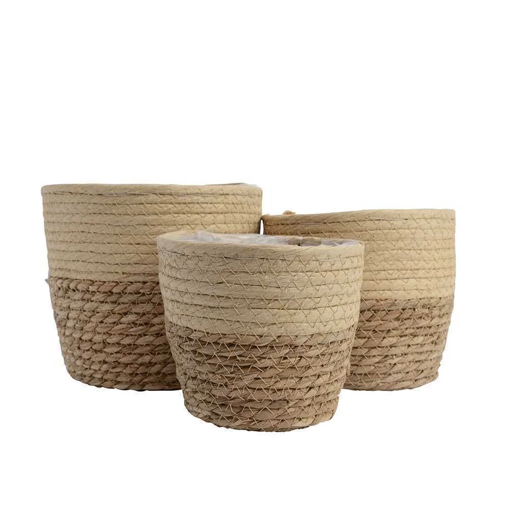 CONJUNTO DE 3 CESTOS DE JUTA Ø20 20X20X17CM