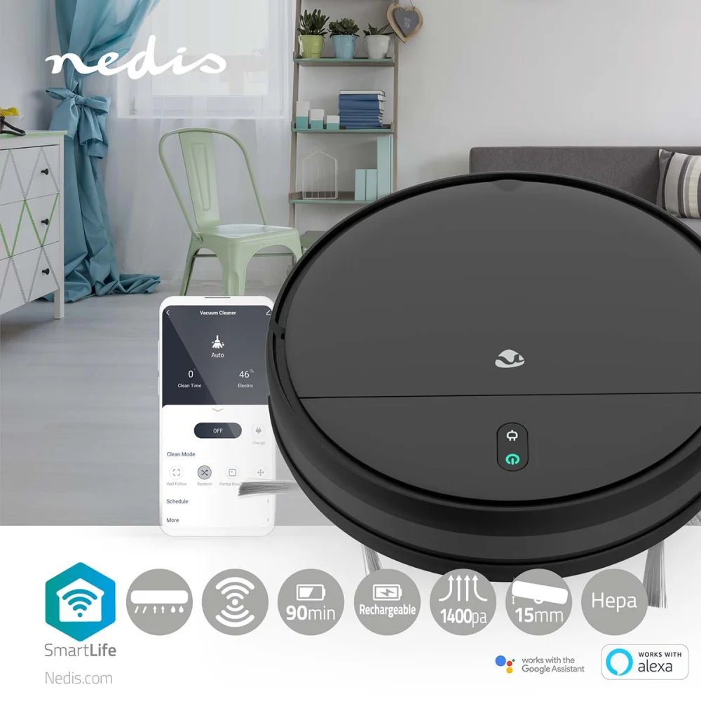 Robô Aspirador | Aleatório | Wi-Fi | Capacidade d.