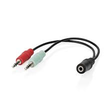 Cable de Audio Estéreo | 3.5 Mm Hembra | 2x 3,5 Mm Macho | Chapado En Oro | 0.12 M | Redondo | Caja