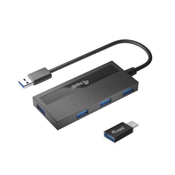 Equip Life Hub Usb 3.0 4 Portas C/ Adaptador Usb-C Black 