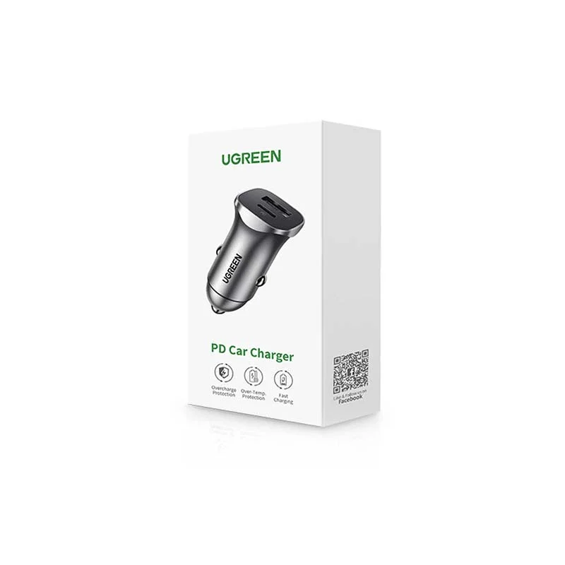 Ugreen Cd130 Car Charger, Usb-A+Pd 3.0, Usb-C, Qc.