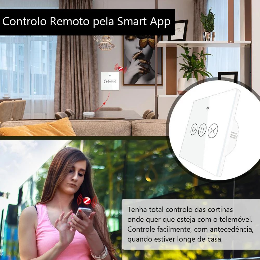 Interruptor Persianas ZigBee RF Smart Touch