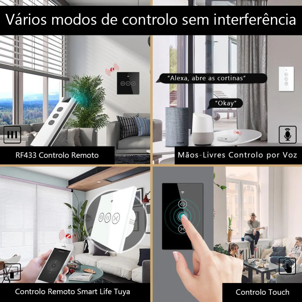 Interruptor Persianas ZigBee RF Smart Touch