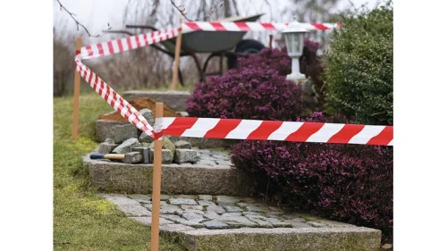 Tesa Signal Absperrband Nicht Klebend 100m 80mm Rot/Weiß