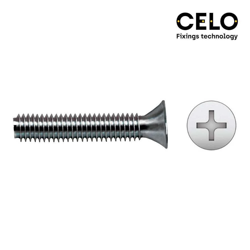 Caixa 500 Unid. Parafuso Métrico Escareado Phillips Din/Ref965 Ø4x30mm Zincado Celo
