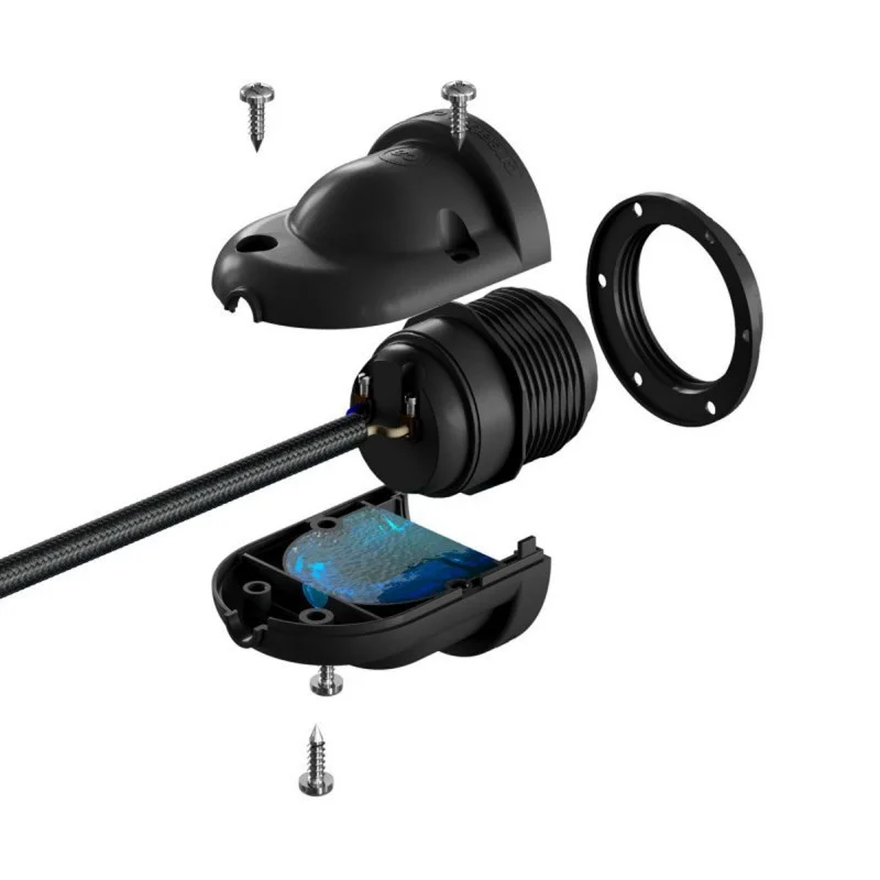 Casquilho e27 com gel para exterior ip65 preto