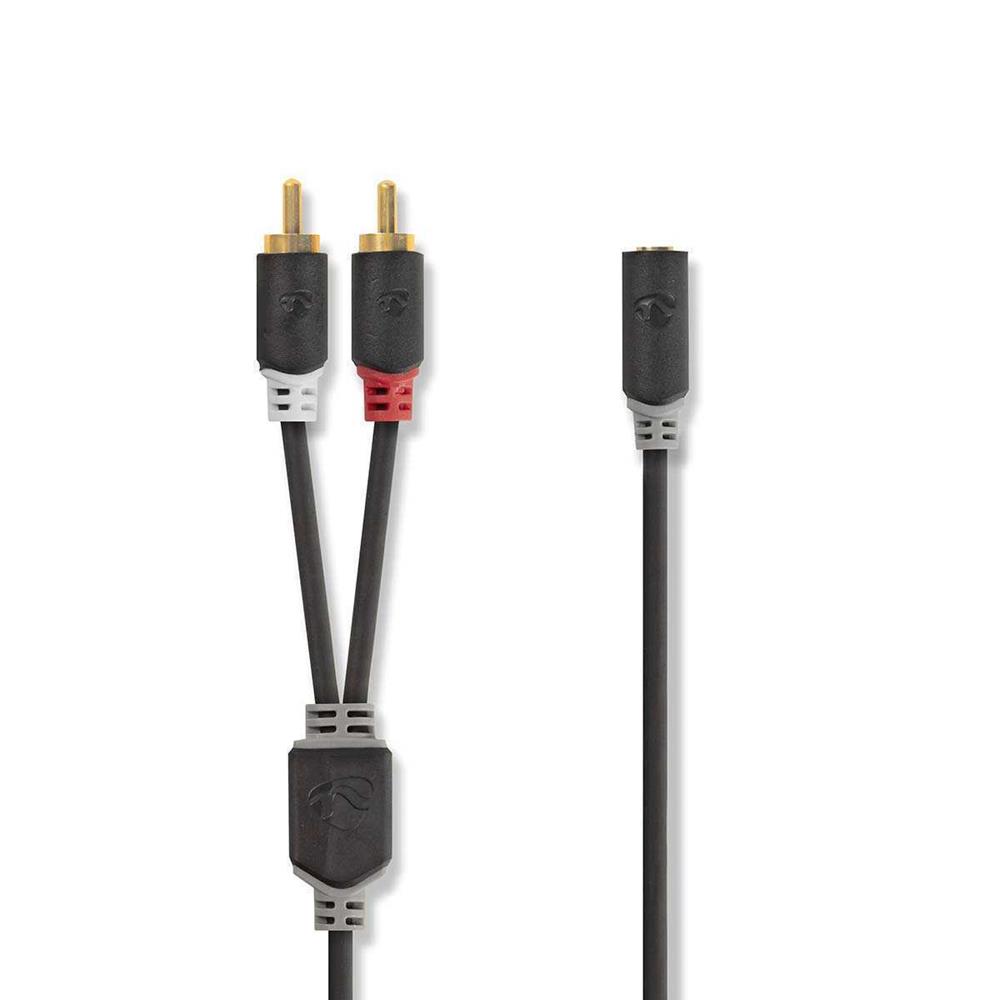 Cabo de áudio estéreo | 2x RCA Macho | 3,5 mm fêm.