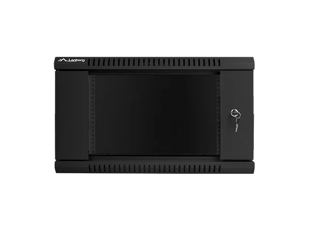 Lanberg Wall-Mounted Installation Rack Cabinet 19'' 6u 600x600mm Black (Glass Door)