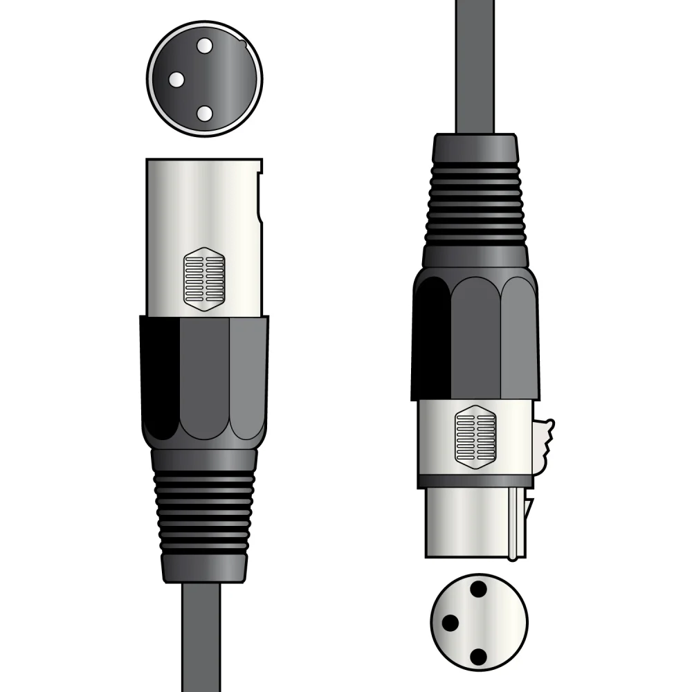 Dmx Lighting Lead, 3-Pin Xlr Plug To 3-Pin Xlr Socket - 10.0m