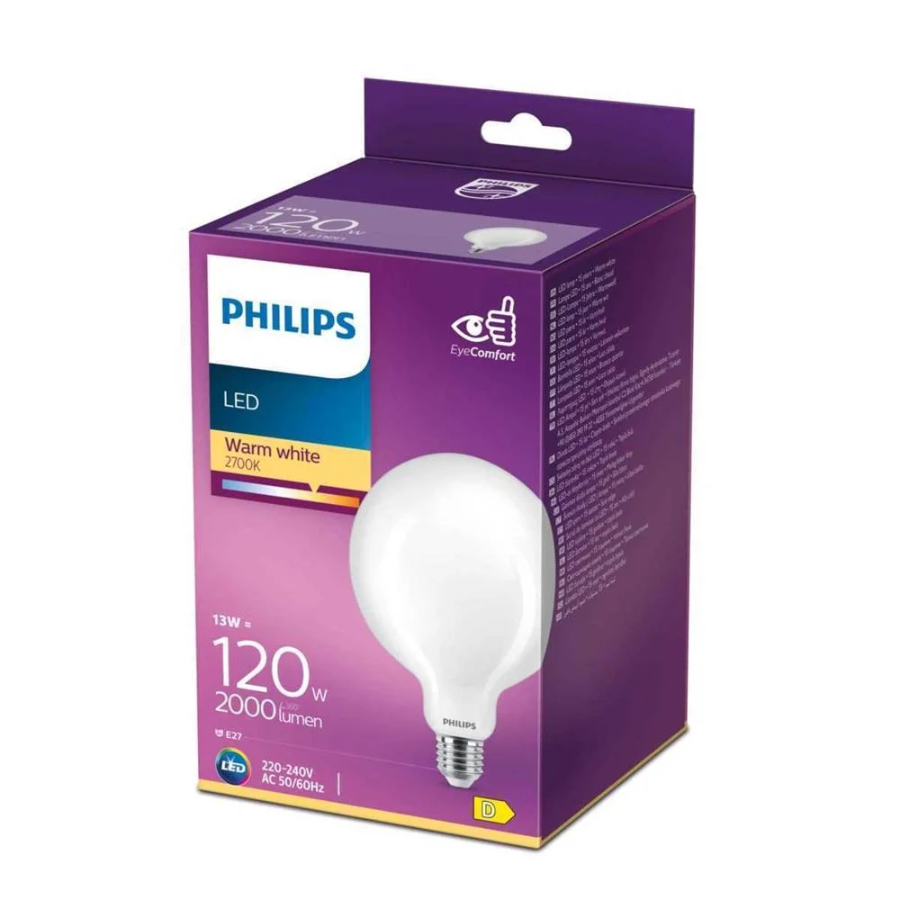 L&acirc;mpada Globo LED E27 13w 2000lm 2700k Luz Quente.