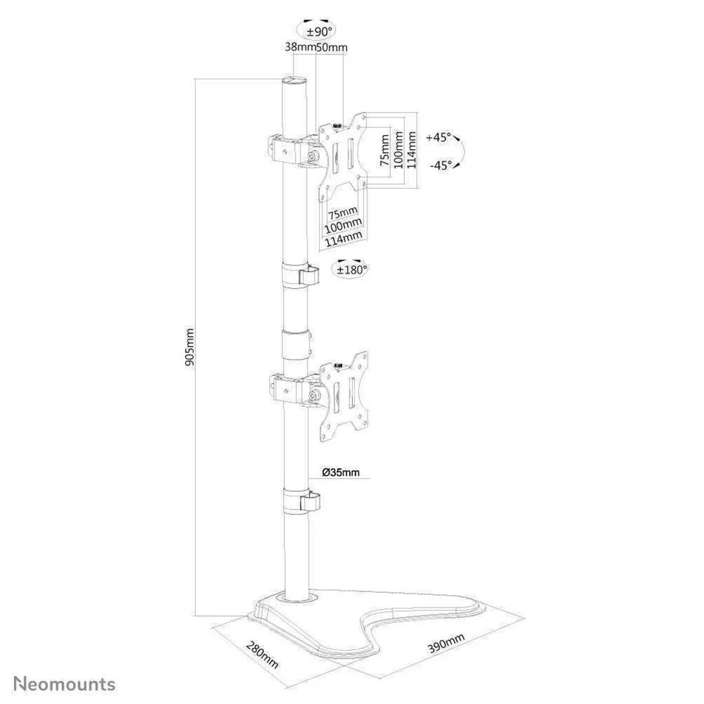 Neomounts Tis 10"-32" 2tft 2gelenke Schw. Max.8kg