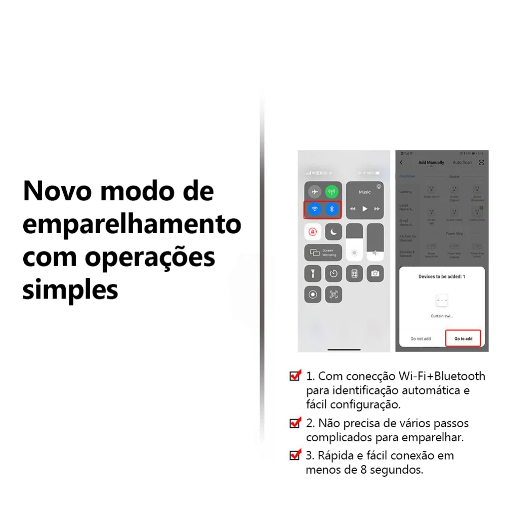 Interruptor Persiana 2 Canais Wi-Fi + Rf433