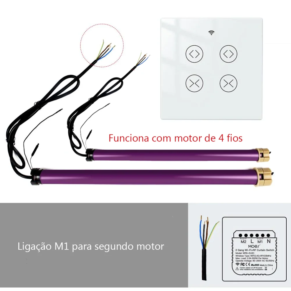 Interruptor Persiana 2 Canais Wi-Fi + Rf433