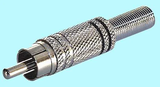 CONECTOR RCA MACHO COLOR ORO  RAYAS NEGRAS 6MM