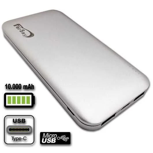 Bateria externa POWERBANK 10000 mah color plateado