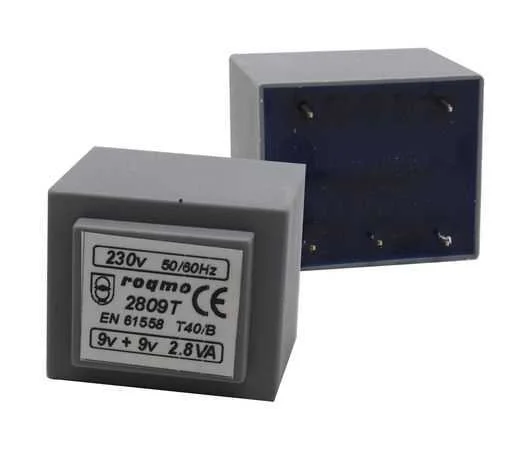 Transformador alimentacion 9 v + 9 v 2.8 VA 156MAH