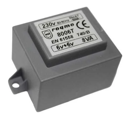Transformador alimentacion 6V + 6V 8 va