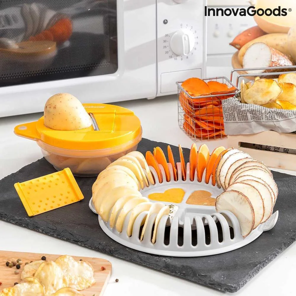 Conjunto para Fritar Batatas No Micro-Ondas com Lâmina e Receitas Chipit Innovagoods 