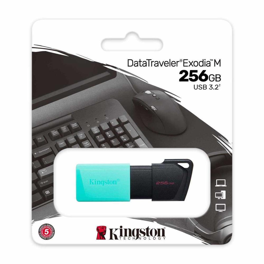Pen Drive Datatraveler Exodia M Usb 3.2 256gb Preto/Azulturquesa - Kingston