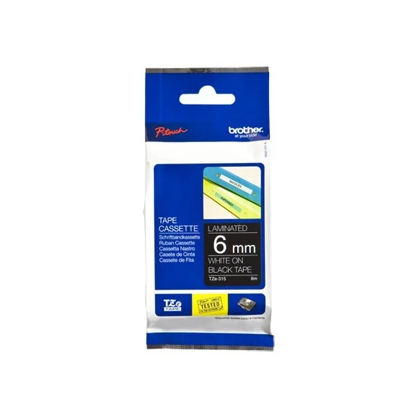 Brother Fita 6mm Branco/Preto