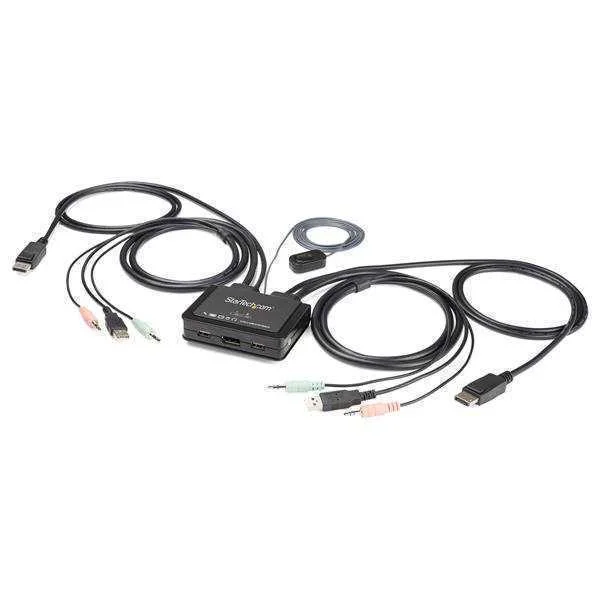 Startech.Com 2 Port Displayport Kvm Switch - 4k 60hz - Uhd Dp 1.2 Usb Kvm Switch W/ 4ft Cables & Aud