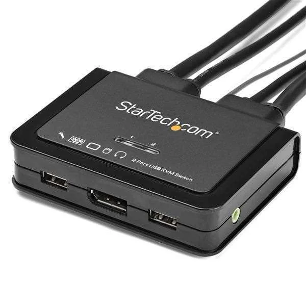 Startech.Com 2 Port Displayport Kvm Switch - 4k 60hz - Uhd Dp 1.2 Usb Kvm Switch W/ 4ft Cables & Aud