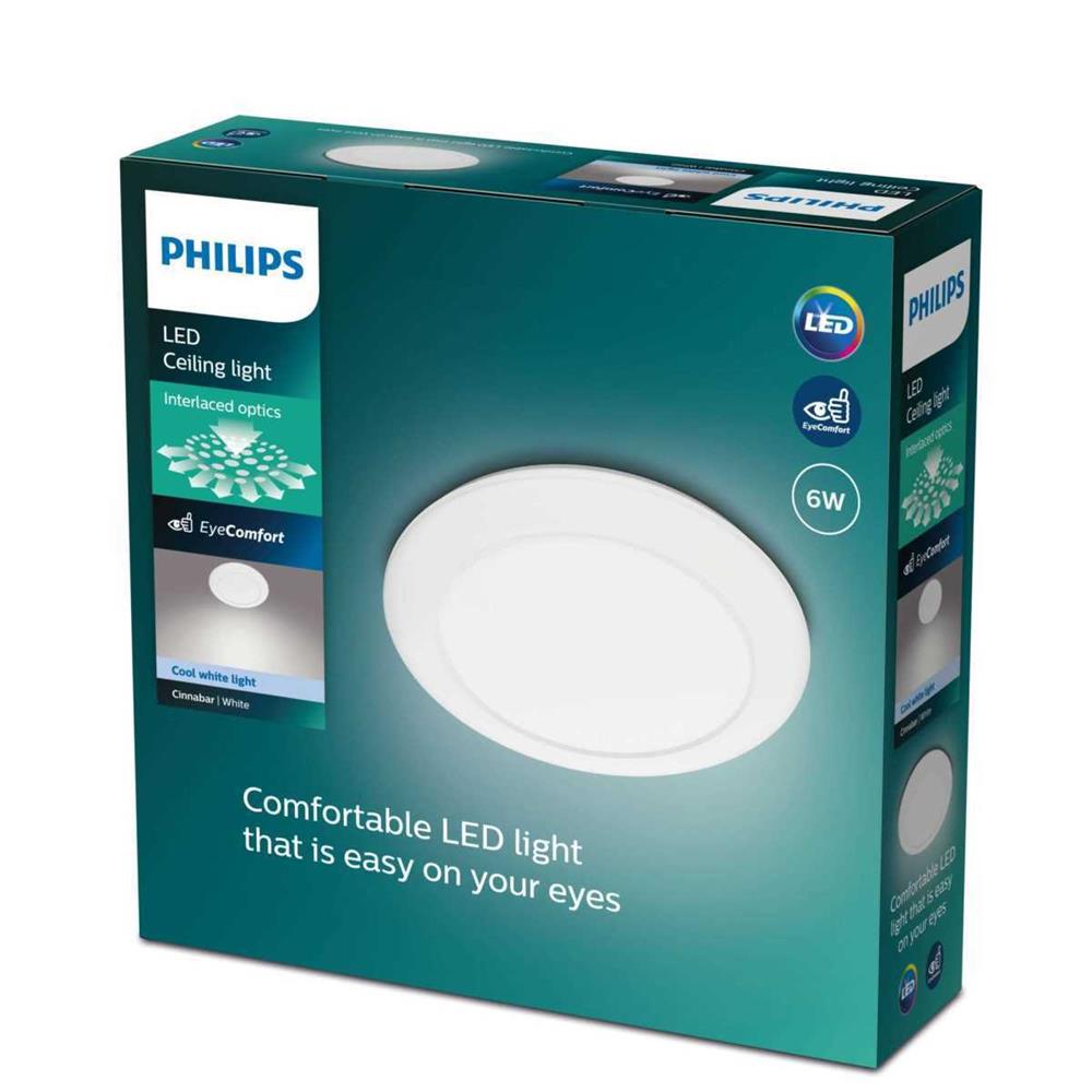 Aplique Interior de LED 6w 640lm 4000k Luz do Dia Mod. Cinnabar Ø25x7cm Philips