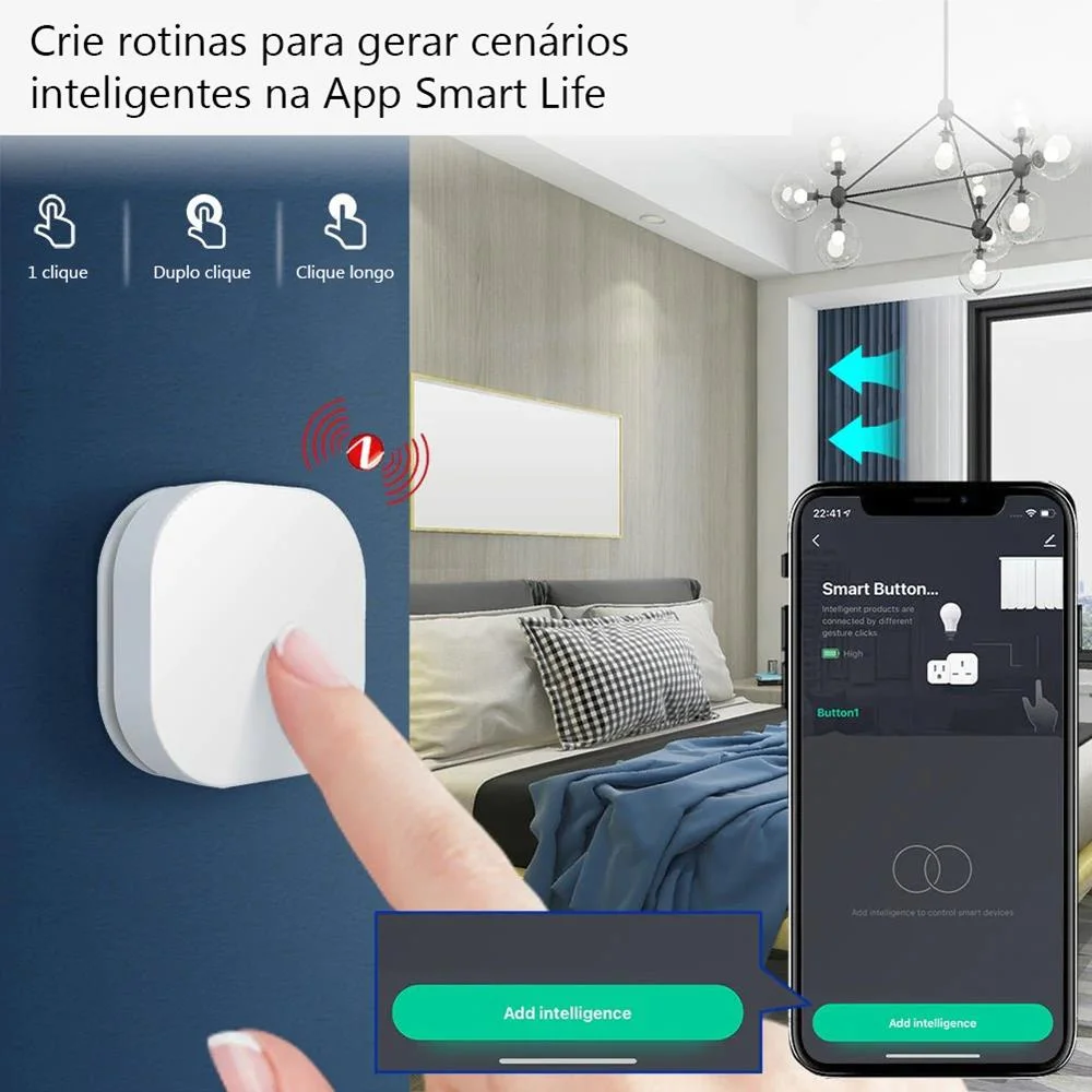 Interruptor de cenários rotativo e de pressão Zigb
