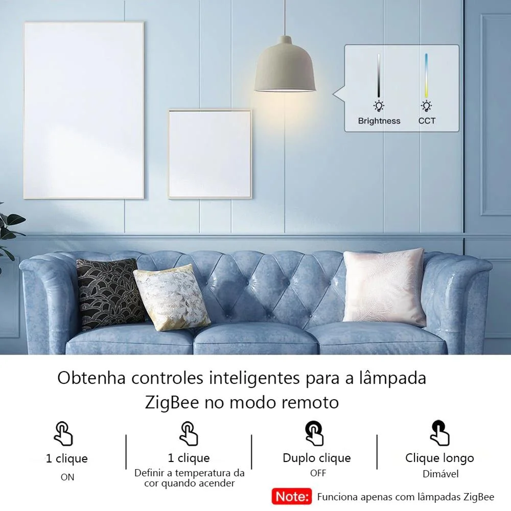 Interruptor de cenários rotativo e de pressão Zigb