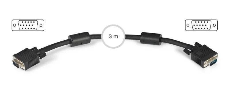 Cabo Vga D15 Macho Para Vga D15 Macho 3m