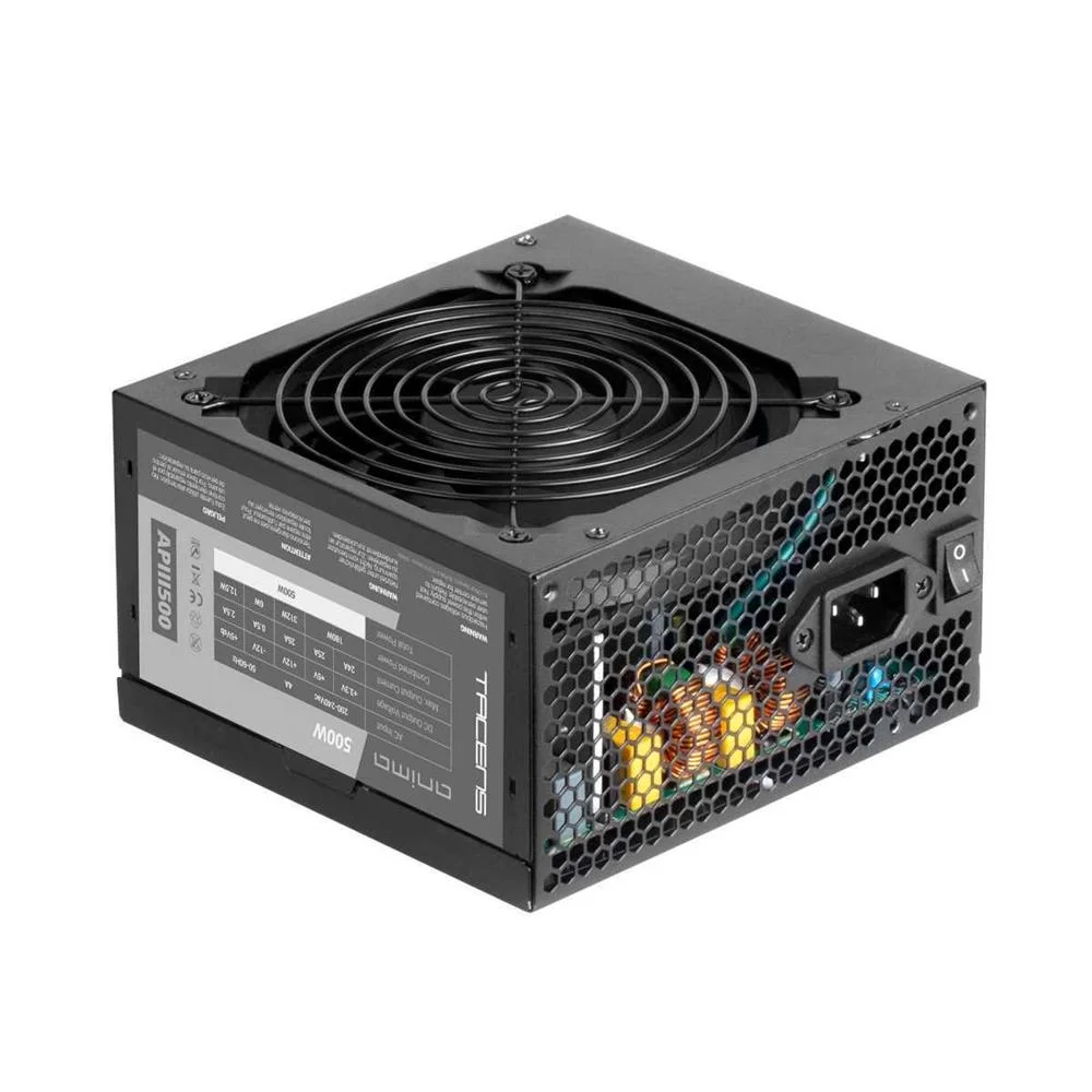 Fonte Alim. Tacens Anima Apiii500 500w Psu, 85% Ef, Full Safety, Silent, Black Cables, Black