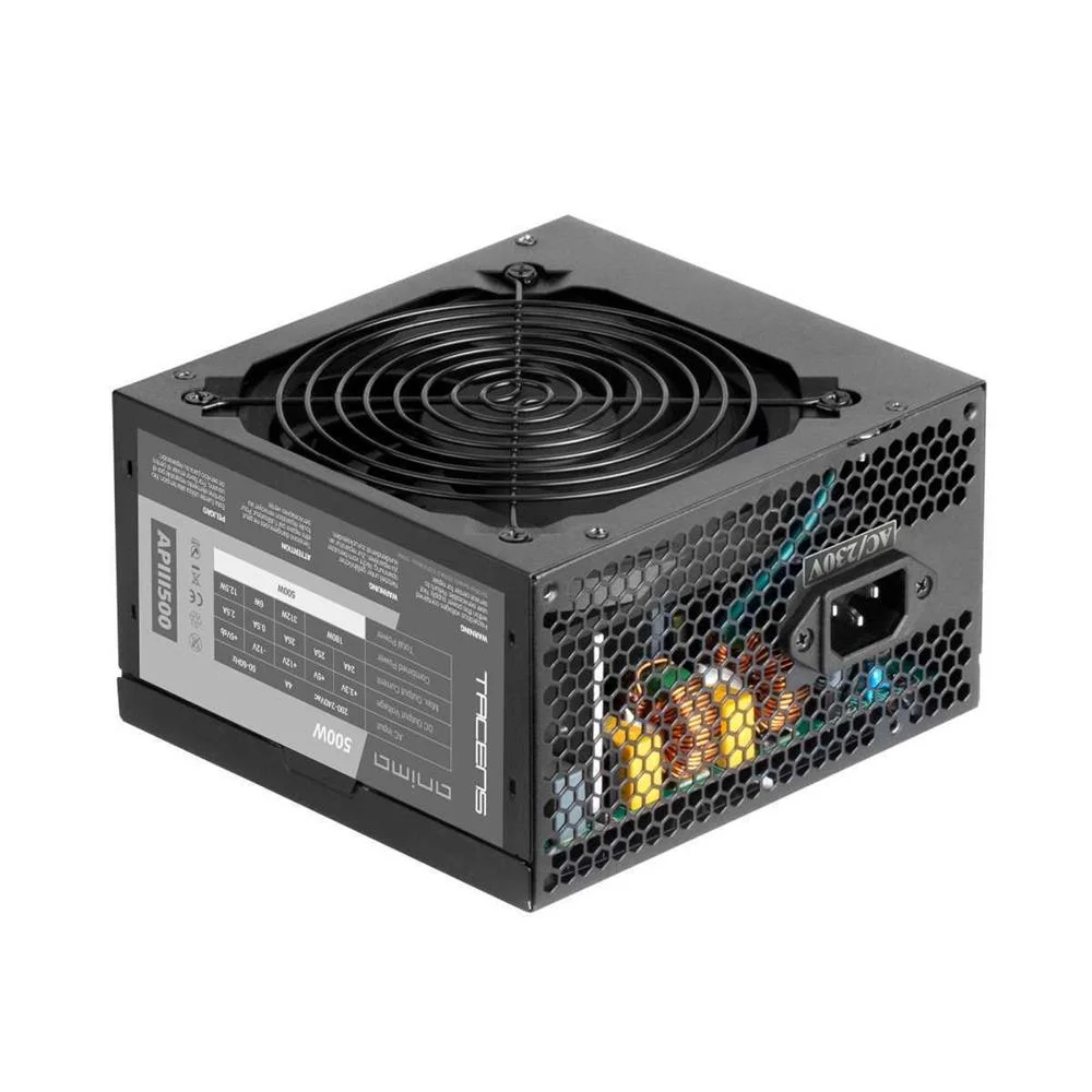 Fonte Alim. Tacens Anima Apiii500 500w Psu, 85% Ef, Full Safety, Silent, Black Cables, Black