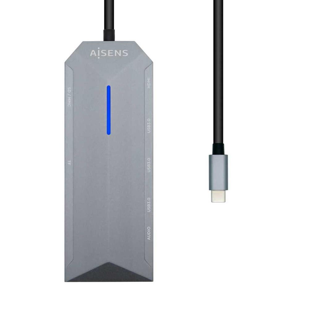 Docking Usb Tipo-C Aisens Asuc-9p001-Gr/ 1xhdmi/ 3xusb/ 1xrj45/ 1xaudio/ 1xlector Tarjetas / 1xusb T